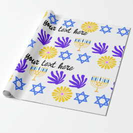 Hanukkah Wrapping Paper – Menorah, Star of David ラッピングペーパー