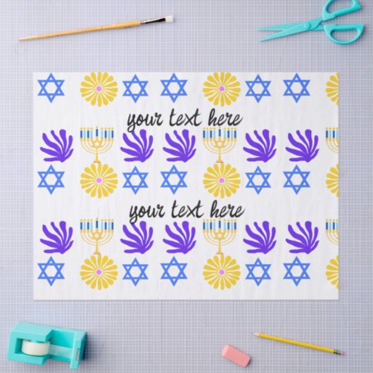 Hanukkah Wrapping Paper – Menorah, Star of David 薄葉紙 (クラフト)