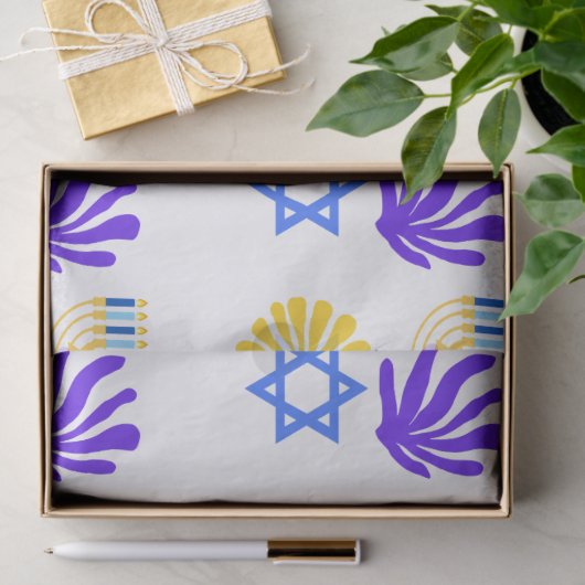 Hanukkah Wrapping Paper – Menorah, Star of David 薄葉紙 (ギフト)
