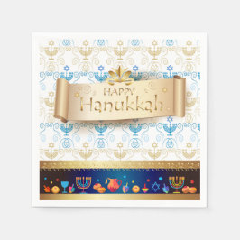 Hanukkiah Happy Hanukkah Jewish dreidel Menorah スタンダードカクテルナプキン