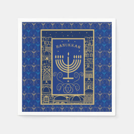 Hanukkiah Happy Hanukkah Jewish dreidel Menorah スタンダードカクテルナプキン