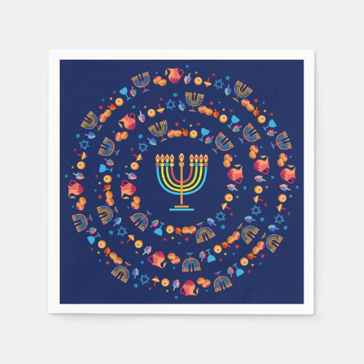 Hanukkiah Happy Hanukkah Jewish dreidel Menorah スタンダードカクテルナプキン (正面)