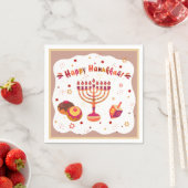 Hanukkiah Happy Hanukkah Jewish Gold Menorah スタンダードカクテルナプキン (インサイチュ)