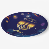 Hanukkiah Happy Hanukkah Jewish Gold Menorah ペーパープレート (アングル)