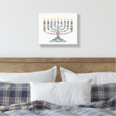 Hanukkiah made with Gems Stretched Canvas Print キャンバスプリント (インサイチュ (寝室))