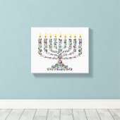 Hanukkiah made with Gems Stretched Canvas Print キャンバスプリント (インサイチュ (ウッドフロア))