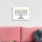 Hanukkiah made with Gems Stretched Canvas Print キャンバスプリント (インサイチュ (リビング))