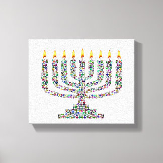 Hanukkiah made with Gems Stretched Canvas Print キャンバスプリント