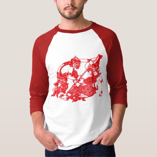 HANUMAN -仏教及びヒンズー教の神の戦い Tシャツ (正面)