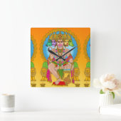 Hanuman Ji Square Clock | Hindu Lord Hanuman Spiri スクエア壁時計 (ホーム)
