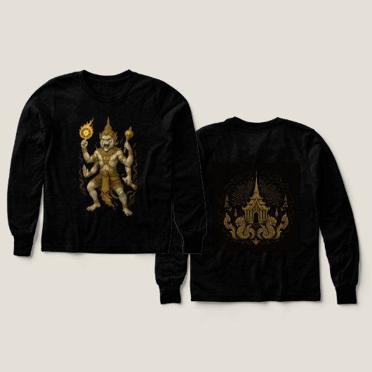 Hanuman Thai Temple T-Shirt – Mythical Warrior Str (デザイン 正面＆背面)