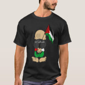 Hanzala Palestine Flag Arabic Calligraphy Free Pal Tシャツ (正面)