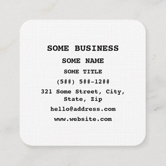 Hanzi / Kanji Language Character Chinese Tea スクエア名刺 (裏面)