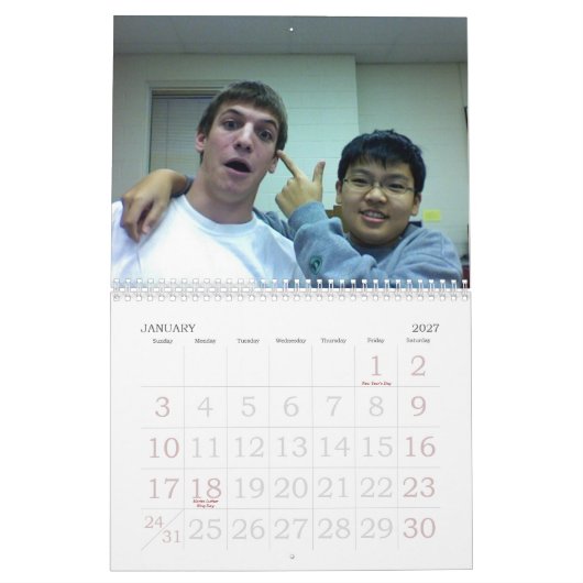 Hao及びCalendar 2007年学部長の カレンダー (1月 2027)