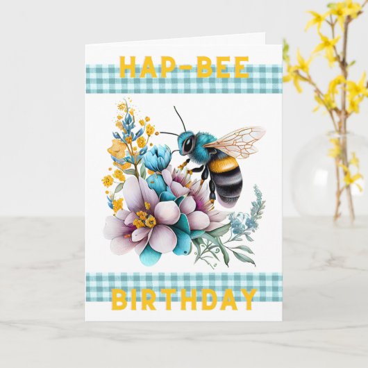 Hap-Bee誕生日 カード (黄色い花)