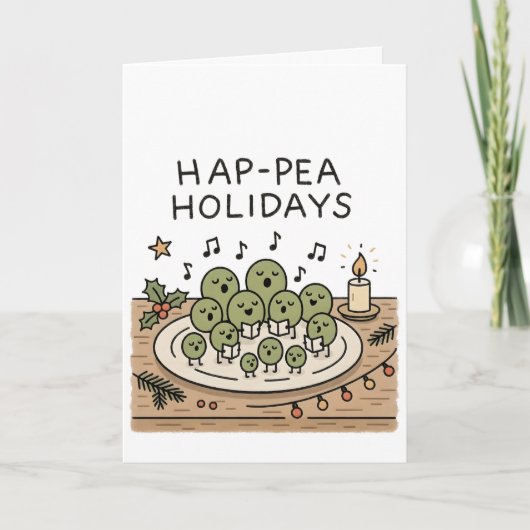 Hap-pea Holidays! 面白いクリスマスカード シーズンカード (正面)