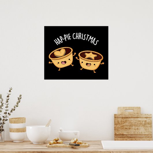 Hap-pieクリスマスパイおもしろいプンダークBG ポスター (キッチン)