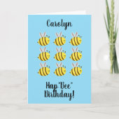HapBee誕生日かわいいビーパーソナライズされた誕生日 カード (正面)
