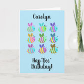 HapBee誕生日かわいい色パーソナライズされた蜂 カード (正面)