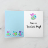 HapBee誕生日かわいい色パーソナライズされた蜂 カード (内部)