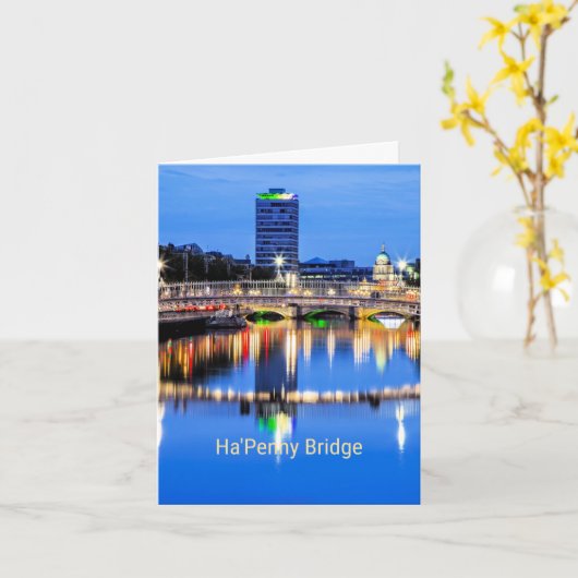 Ha'Penny Bridge, Dublin, Ireland カード (黄色い花)
