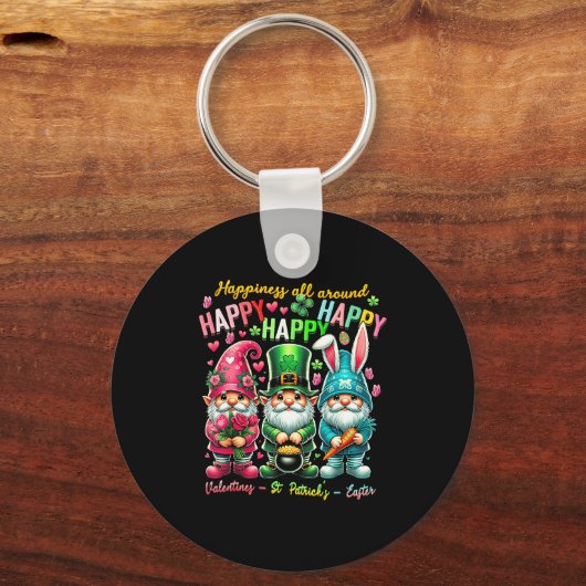 Hapness Allaround Gnome Happy Valentine St Patrick キーホルダー (正面)