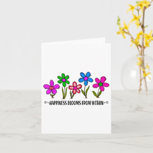 Hapness Blooms From A Within Insrational Motivatio カード (黄色い花)