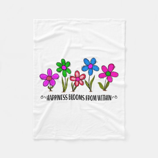 Hapness Blooms From A Within Insrational Motivatio フリースブランケット (正面)