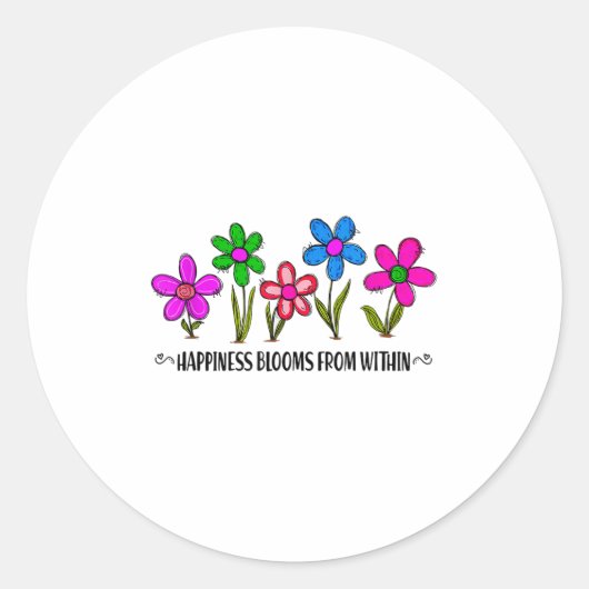 Hapness Blooms From A Within Insrational Motivatio ラウンドシール (正面)
