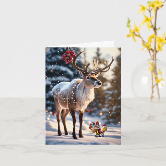 Happ-Beeクリスマス。 カード (黄色い花)