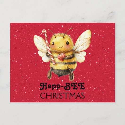 Happ-BEE Christmas  Bee ポストカード (正面)