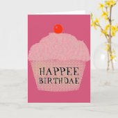 Happee Birthdaeのケーキのバースデー・カード カード (黄色い花)