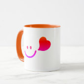 HappeSmiley Face with Heart – Minimalist Happy Vib マグカップ (正面左)