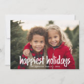 Happest Holidaysフルフォトラスティックモダン脚本 シーズンカード (正面)