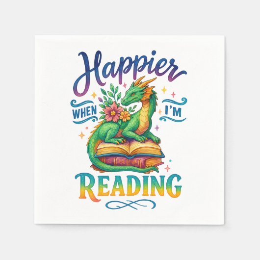 Happier When I'm Reading  スタンダードカクテルナプキン (正面)
