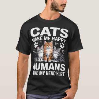 Happier With Cats Than People Tシャツ