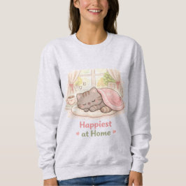 Happiest at Home Kawaii Cute Kitty Cat Homebody スウェットシャツ