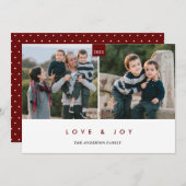 Happiest Holiday Burgundy ミニマル 2写真 シーズンカード (正面/裏面)