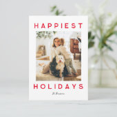 Happiest Holidaysミニマリストフォトカード – 赤 案内状 (スタンド正面)