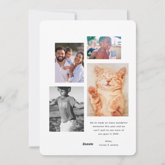 Happiest Holidaysミニマル金ゴールドフォトコラージュ シーズンカード (裏面)