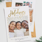 Happiest Holidaysミニマル金ゴールドフォトコラージュ シーズンカード