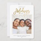 Happiest Holidaysミニマル金ゴールドモダン写真 シーズンカード (正面)