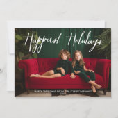 Happiest Holidaysレトロフルフォト – ファンキーストライプ シーズンカード (正面)