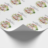 Happiest Holidays水彩画の写真 ラッピングペーパー (角)