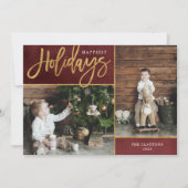 Happiest Holidays フェイク Gold Foil 2写真 シーズンカード (正面)