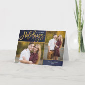 Happiest Holidays フェイク Gold Foil 2写真 シーズンカード (正面)