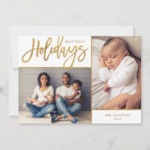 Happiest Holidays フェイク Gold Foil 2写真 シーズンカード (正面)