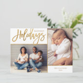 Happiest Holidays フェイク Gold Foil 2写真 シーズンカード (スタンド正面)