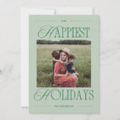 Happiest Holidays モダン Sage Green写真 シーズンカード (正面)