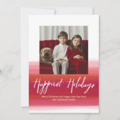 Happiest Holidays モダン Water color 1フォトレッド シーズンカード (正面)